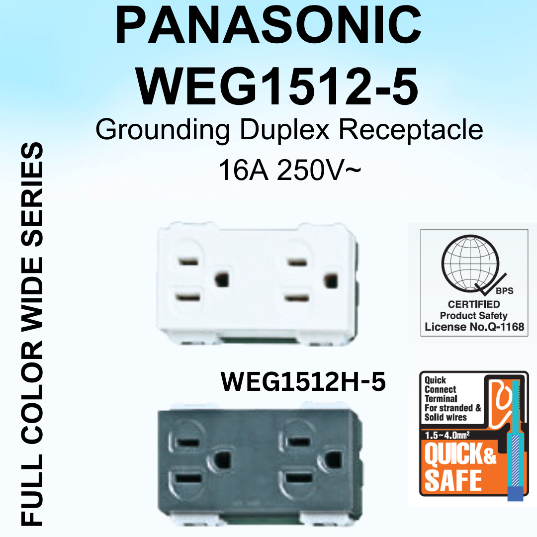 PANASONIC - WIDE SERIES -Grounding Receptacle (Duplex) - WEG1512 ...